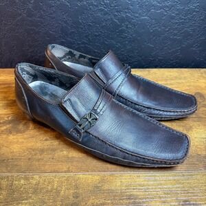 Mark Nason Lounge Mens Brown Leather‎ Square Toe Loafer Shoes 11.5